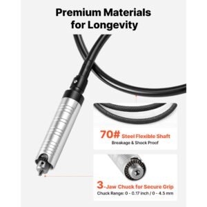 flex shaft grinder, 125w 18000rpm electric flex shaft rotary tool, foot pedal control hanging carver grinder with 112pcs accessory kit for sanding buffing polishing cutting