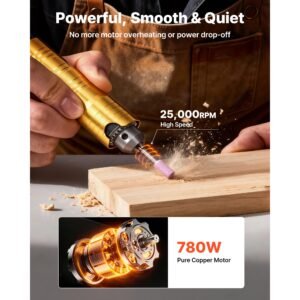 flex shaft grinder, 780w 25000rpm electric flex shaft rotary tool, foot pedal control hanging carver grinder with 112pcs accessory kit for sanding buffing polishing cutting