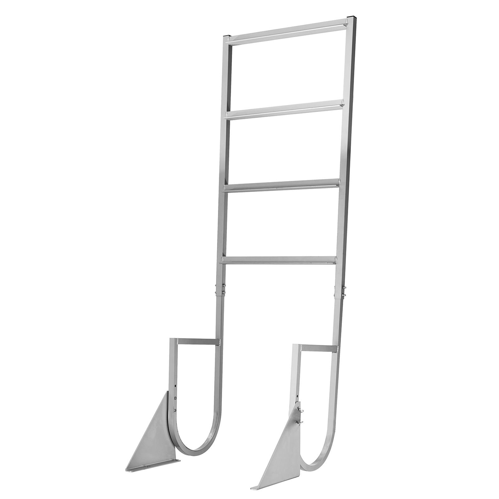 flip up dock ladder, 4 step, heavy duty aluminum alloy pontoon boat swim ladder, with non slip wide steps, 350 lbs weight capacity, pull rope assist, for lake swimming, pool, marine boarding