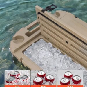 floating cooler, 40 qt floating ice chest with dry storage & tow rope, premium lldpe amphibious drink cooler for water & land, cruise smoothly stable on lake, river, pool, beach, kayak, apricot