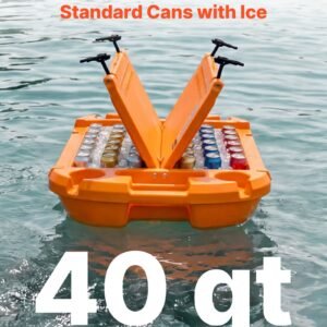 floating cooler, 40 qt floating ice chest with dry storage & tow rope, premium lldpe amphibious drink cooler for water & land, cruise smoothly stable on lake, river, pool, beach, kayak, orange