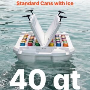 floating cooler, 40 qt floating ice chest with dry storage & tow rope, premium lldpe amphibious drink cooler for water & land, cruise smoothly stable on lake, river, pool, beach, kayak, white