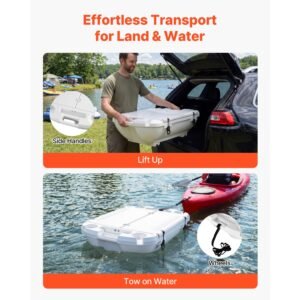 floating cooler, 40 qt floating ice chest with dry storage & tow rope, premium lldpe amphibious drink cooler for water & land, cruise smoothly stable on lake, river, pool, beach, kayak, white