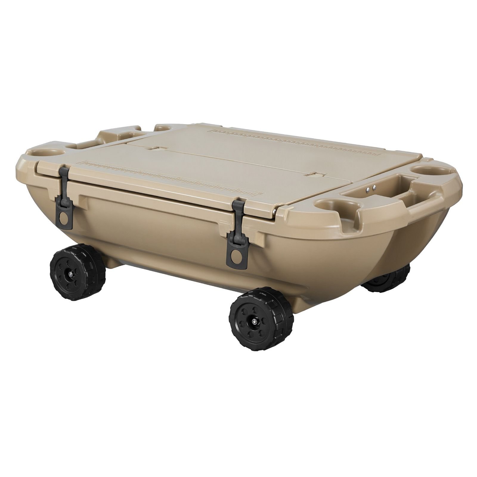 floating cooler, 40 qt floating ice chest with dry storage, wheels & tow rope, premium lldpe amphibious drink cooler for water & land, stable cruiser on lake, river, pool, beach, kayak, apricot