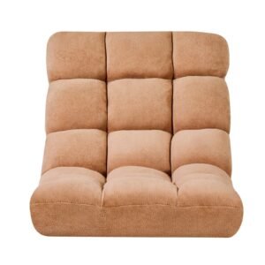 Floor Chair, 14 Adjustable Positions Folding Floor Gaming Chair with Back Support, Sturdy Metal Frame with Recycled Foam and Coral Fleece Surface, Multifunctional for Reading, Relaxing, Brown