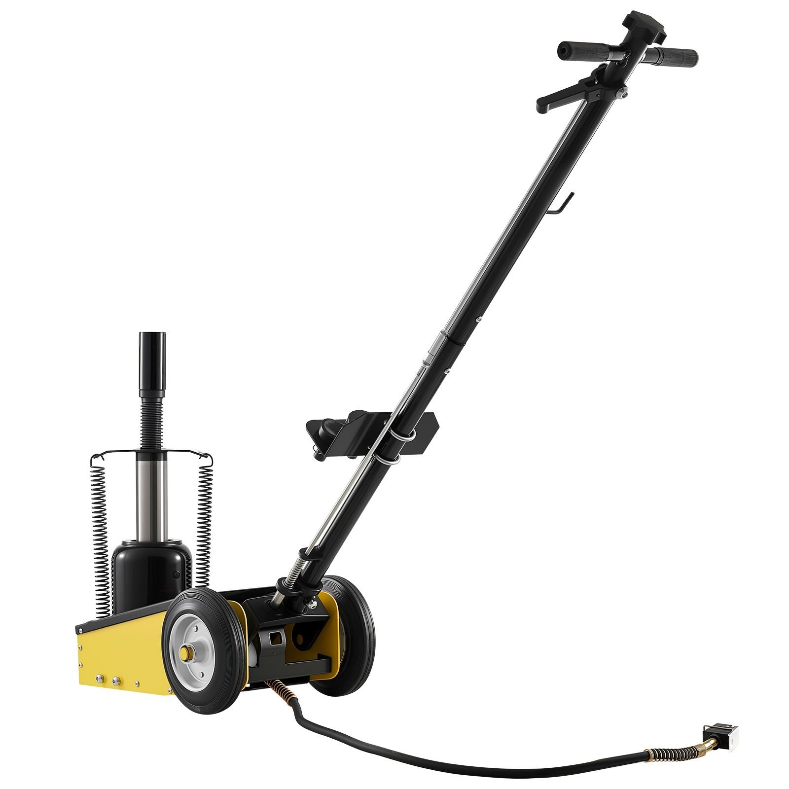 floor jack, 22 ton (48501 lbs) capacity, steel racing floor jack with single piston quick lift pump & extension posts, air hydraulic trolley car lift for suvs, pickups, lifting range 10.4" 21.3"