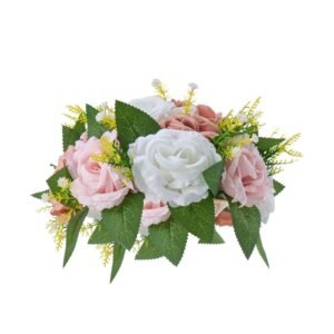 flower ball arrangement bouquet 10pcs, 9.5 inch diameter artificial flower balls wedding table centerpieces, faux rose arrangements for wedding centerpiece home decoration, pink and white roses