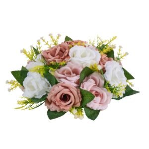 Flower Ball Arrangement Bouquet 10PCS, 9.5-Inch Diameter Artificial Flower Balls Wedding Table Centerpieces, Faux Rose Arrangements for Wedding Centerpiece Home Decoration, Pink and White Roses