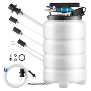 Fluid Extractor, 9.5 L Capacity, Pneumatic/Manual Vacuum Oil Extractor Pump with 59 in Long Horse & Three 47 in Extension Tubes, Oil Change Pump with PE Tank for Cars, Lawn Mowers, Boats