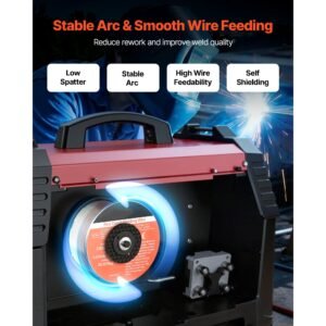 flux core mig welding wire, e308lfc o 0.03 inch 2 lbs, gasless stainless steel welding wire with low spatter for all position arc welding, self shielded for outdoor use