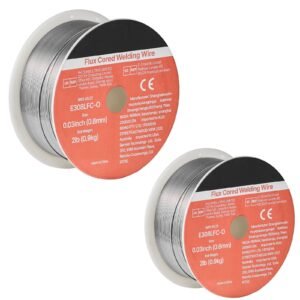 Flux Core MIG Welding Wire, E308LFC-O 0.03-inch 2 LBS, Gasless Stainless Steel Welding Wire with Low Spatter for All Position Arc Welding, Self-Shielded for Outdoor Use
