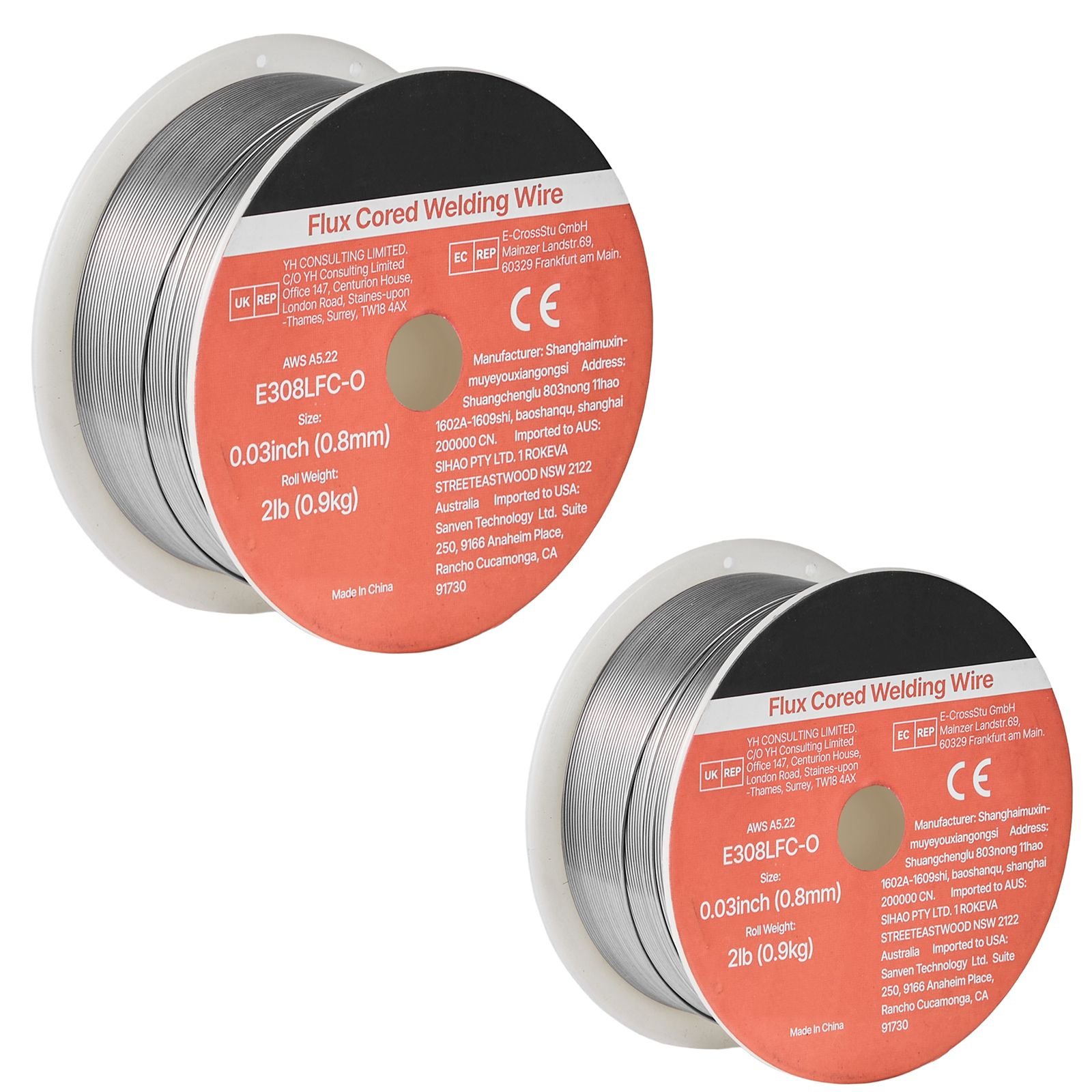 flux core mig welding wire, e308lfc o 0.03 inch 2 lbs, gasless stainless steel welding wire with low spatter for all position arc welding, self shielded for outdoor use