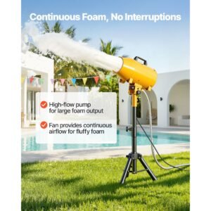 foam machine, adjustable angle control foam cannon party machine, bubble cannon with fan & triangular structure, dense foams maker for backyard, celebrations & party, continuous foams output