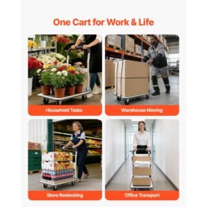 foldable push cart dolly, 330 lbs load capacity, folding platform truck with swivel wheels, moving platform hand truck flatbed cart, space saving push handle, for easy storage, 29x18.9x32.5in