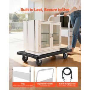 foldable push cart dolly, 660 lbs capacity, folding platform truck with swivel wheels, moving platform hand truck flatbed cart, space saving push handle, for easy storage, 35.2 x 23.4 x 33.5 in