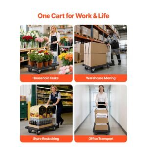foldable push cart dolly, 660 lbs capacity, folding platform truck with swivel wheels, moving platform hand truck flatbed cart, space saving push handle, for easy storage, 35.2 x 23.4 x 33.5 in
