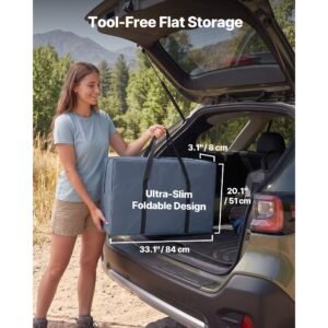 folding camping storage cabinet, outdoor portable aluminum lightweight table, quick set up compact kitchen cook station, with 6 shelves and carry bag, for picnic, bbq, camping, rv traveling