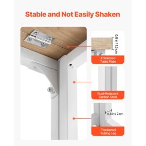 folding desk, 31.5" foldable table for small spaces with storage hooks, space saving computer table, writing workstation for home office, easy assembly, oak