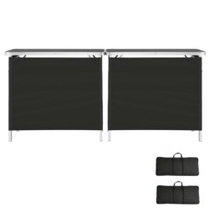 Folding Portable Bar Table, 2 pcs, 38.6 x 15.2 x 34.3 in, with Carry Bag, Storage Shelf, Detachable Skirt, Quick and Easy Setup, Foldable Mobile Bartending Station for Events, Party, Tradeshow