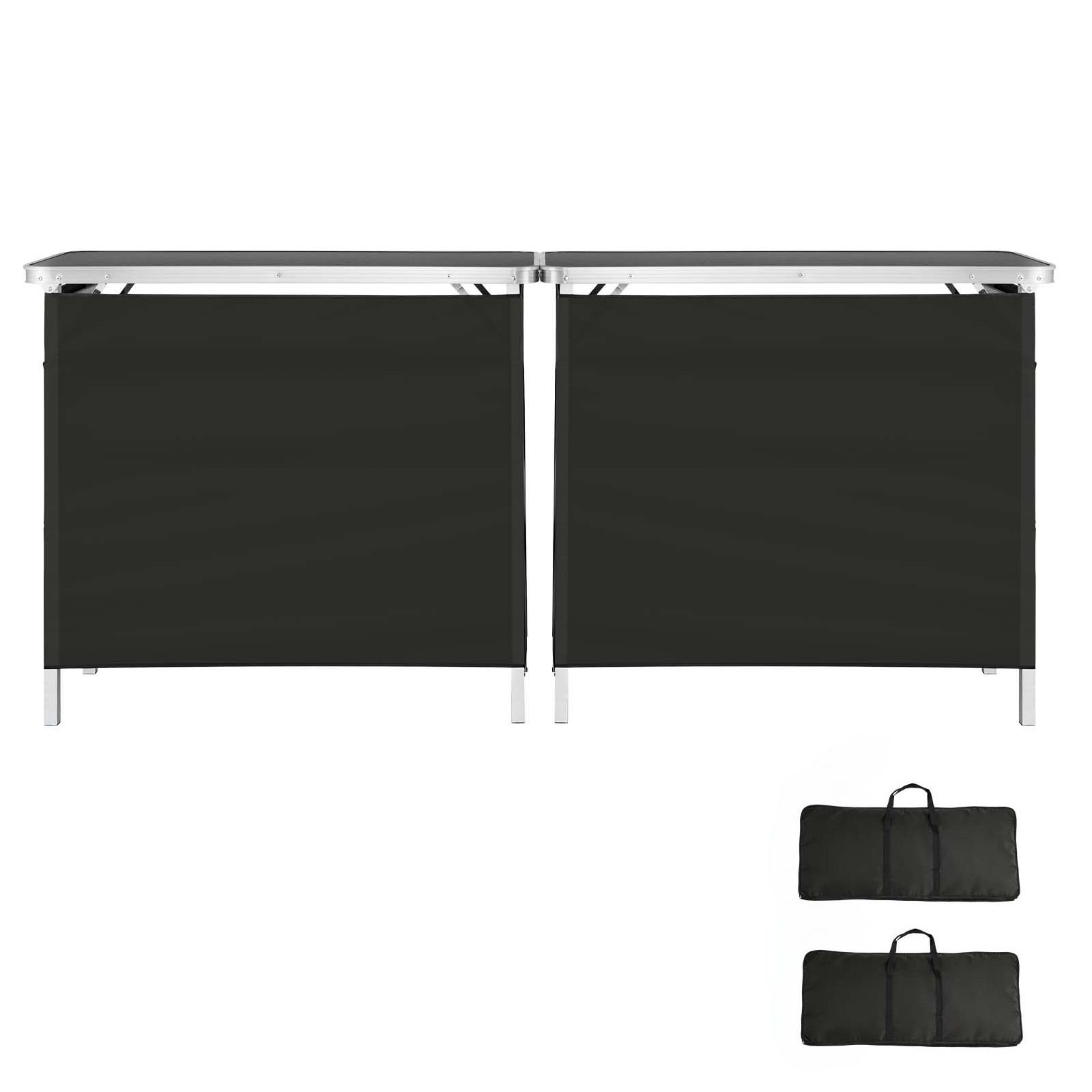folding portable bar table, 2 pcs, 38.6 x 15.2 x 34.3 in, with carry bag, storage shelf, detachable skirt, quick and easy setup, foldable mobile bartending station for events, party, tradeshow