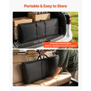 folding portable bar table, 38.6 x 15.2 x 34.3 in, with carry bag, storage shelf, and detachable skirt, quick and easy setup, foldable mobile bartending station for events, party, tradeshow