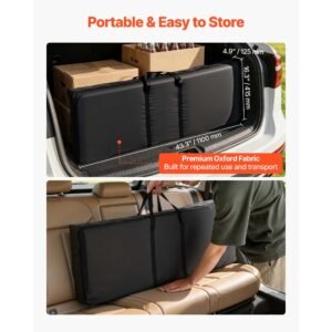 folding portable bar table, 43.3 x 15.2 x 34.8 in, with carry bag, storage shelf, and detachable skirt, quick and easy setup, foldable mobile bartending station for events, party, tradeshow