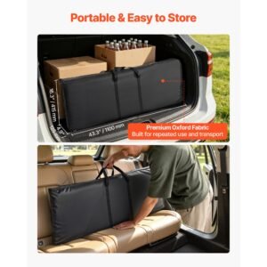 folding portable bar table, 43.3 x 15.4 x 34.6 in, with carry bag, storage shelf, and detachable skirt, quick and easy setup, foldable mobile bartending station for events, party, tradeshow