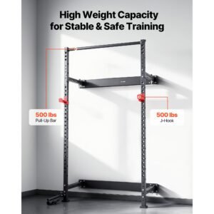 folding power cage, wall mounted power rack squat rack, multifunctional strength training workout equipment with landmine holder, adjustable j hooks & pull up bar for home gym, 1000lbs capacity