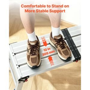 folding work platform, adjustable height 14.2 20 in, 500 lbs capacity aluminum step stool, heavy duty non slip platform ladder, portable work bench for painting, cleaning, home & professional