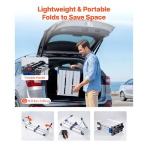 folding work platform, adjustable height 14.2 20 in, 500 lbs capacity aluminum step stool, heavy duty non slip platform ladder, portable work bench for painting, cleaning, home & professional