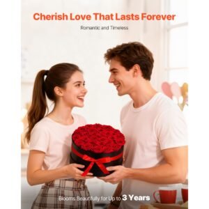 forever flowers, 27 preserved roses in a box, eternal flowers immortal bouquet birthday present for delivery prime women her wife mothers, anniversary, valentine's day,christmas, red