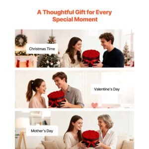 forever flowers, 27 preserved roses in a box, eternal flowers immortal bouquet birthday present for delivery prime women her wife mothers, anniversary, valentine's day,christmas, red