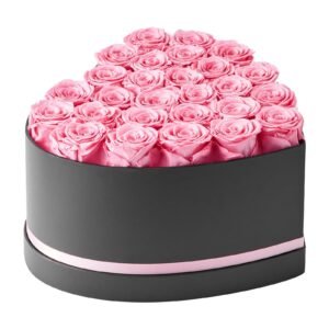 forever flowers, 27 preserved roses in a heart shape box, eternal flowers immortal bouquet birthday present for women her wife mothers, anniversary, valentine's day,christmas, pink
