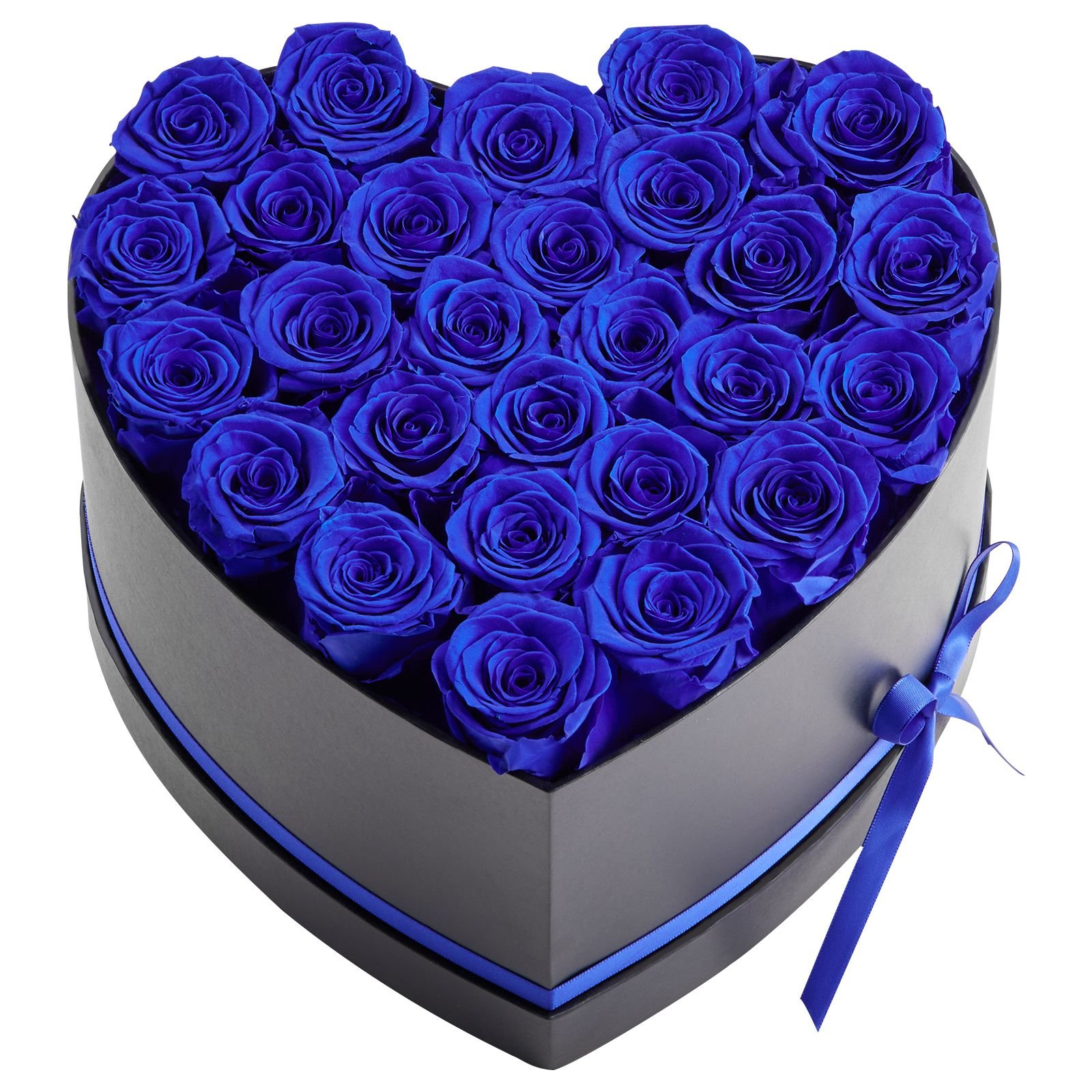 forever flowers, 27 preserved roses in a heart shape box, eternal flowers immortal bouquet birthday present for women her wife mothers, anniversary, valentine's day,christmas, royal blue