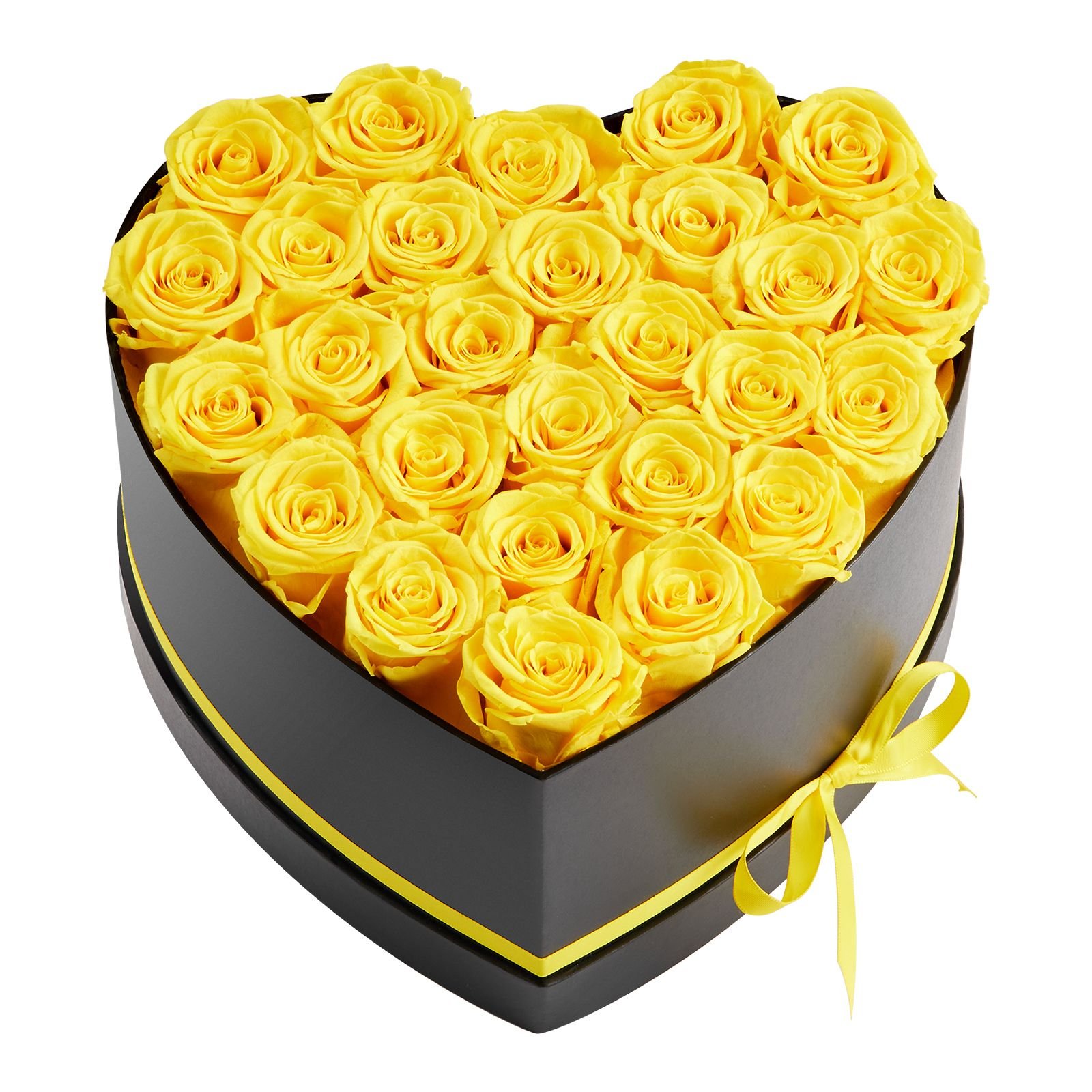 forever flowers, 27 preserved roses in a heart shape box, eternal flowers immortal bouquet birthday present for women her wife mothers, anniversary, valentine's day,christmas, yellow