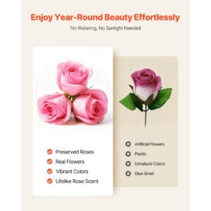 forever flowers, 50 preserved roses in a box, eternal flowers immortal bouquet birthday present for delivery prime women her wife mothers, anniversary, valentine's day,christmas, sweet pink