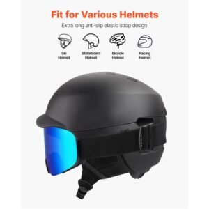 frameless ski goggles, magnet cylindrical lens with dark blue revo coating, otg anti fog snow goggles for men women, tpu frame & ventilation structure, fit for skiing, skating, snowboarding