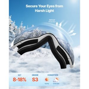 frameless ski goggles, spherical lens with pink revo coating, otg anti fog snow goggles for men women youth, tpu frame & ventilation structure, suitable for skiing, skating, snowboarding