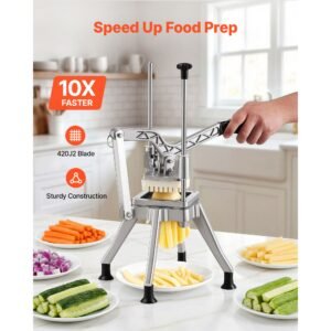 french fry cutter, 3/8" blade commercial vegetable chopper, lever action vegetable dicer with ergonomic handle, stainless steel potato slicer for classic cut fries, onion, carrots, bell pepper