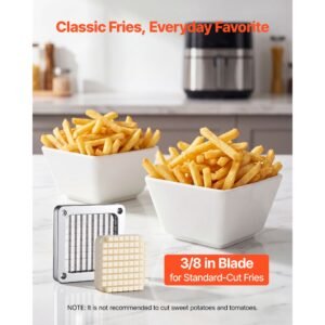 french fry cutter, 3/8" blade commercial vegetable chopper, lever action vegetable dicer with ergonomic handle, stainless steel potato slicer for classic cut fries, onion, carrots, bell pepper