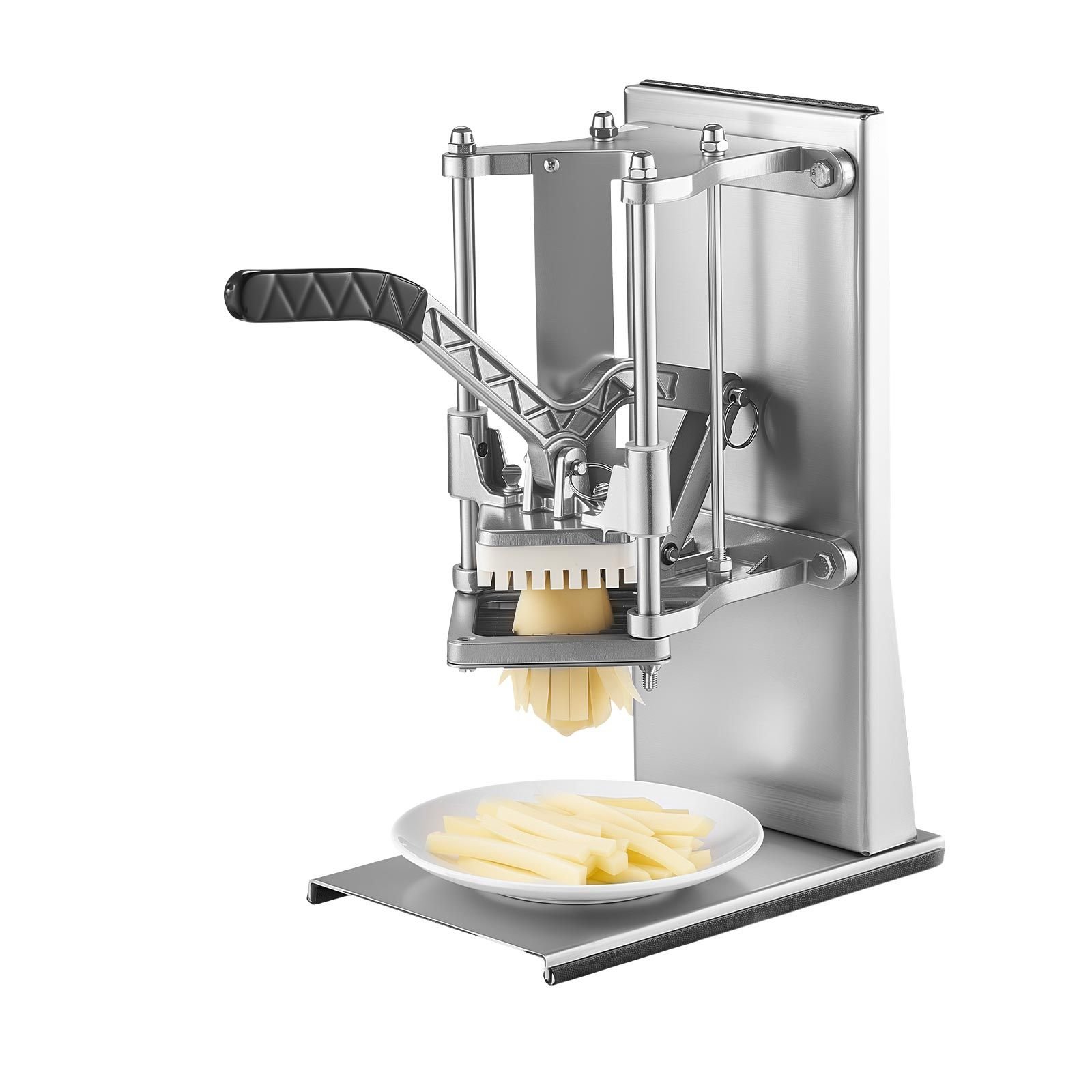 french fry cutter, commercial vegetable chopper with 4 blades 1/4", 3/8", 6 wedge slicer & apple corer wall mount stainless steel potato cutter, for home & restaurant use
