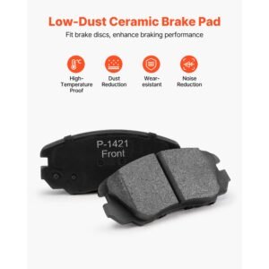 front and rear brake kit compatible with 2010 2017 chevrolet equinox, 2010 2017 gmc terrain, hollow brake rotors ceramic brake pads replacement kit, 12.7 in front rotors, 12 in rear rotors