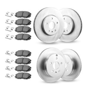 Front and Rear Brake Kit Compatible with 2010-2017 Chevrolet Equinox, 2010-2017 GMC Terrain, Hollow Brake Rotors Ceramic Brake Pads Replacement Kit, 12.7 in Front Rotors, 12 in Rear Rotors