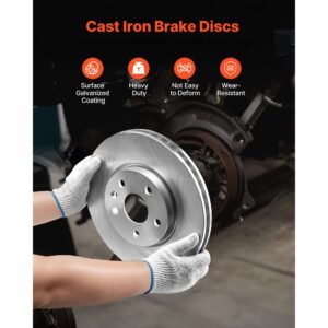 front and rear brake kit compatible with 2010 2017 chevrolet equinox, 2010 2017 gmc terrain, hollow brake rotors ceramic brake pads replacement kit, 12.7 in front rotors, 12 in rear rotors