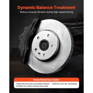 front and rear brake kit compatible with 2010 2017 chevrolet equinox, 2010 2017 gmc terrain, hollow brake rotors ceramic brake pads replacement kit, 12.7 in front rotors, 12 in rear rotors