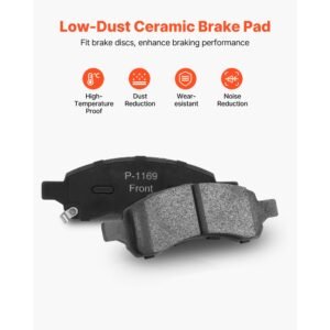 front & rear brake kit compatible with 2008 2017 buick enclave, 2009 2017 chevrolet traverse/2007 2010 saturn outlook, 2007 2016 gmc acadia/2017 gmc acadia limited, hollow brake rotors pads kit