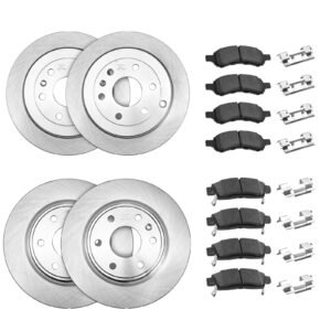 Front & Rear Brake Kit Compatible with 2008-2017 Buick Enclave, 2009-2017 Chevrolet Traverse/2007-2010 Saturn Outlook, 2007-2016 GMC Acadia/2017 GMC Acadia Limited, Hollow Brake Rotors Pads Kit