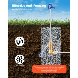 frost proof yard hydrant, 5.24ft freeze proof outdoor faucet with 36" bury depth, 3/4" npt pipe connection & 3/4" nh hose coupling, no lead freezeless hydrant for yard garden farm irrigation