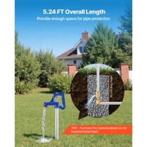 frost proof yard hydrant, 5.24ft freeze proof outdoor faucet with 36" bury depth, 3/4" npt pipe connection & 3/4" nh hose coupling, no lead freezeless hydrant for yard garden farm irrigation