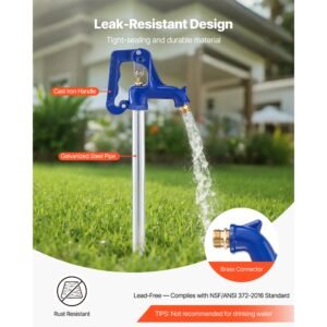 frost proof yard hydrant, 6.22ft freeze proof outdoor faucet with 48" bury depth, 3/4" npt pipe connection & 3/4" nh hose coupling, no lead freezeless hydrant for yard garden farm irrigation